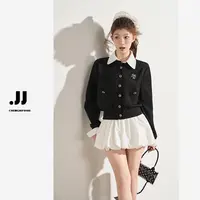 【秋季少女】撞色拼接小众精致针织开衫毛衣外套H916