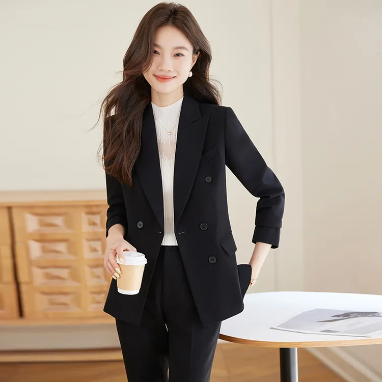 黑色西装女外套春秋2025新款高端面试正装气质职业西服套装工作服