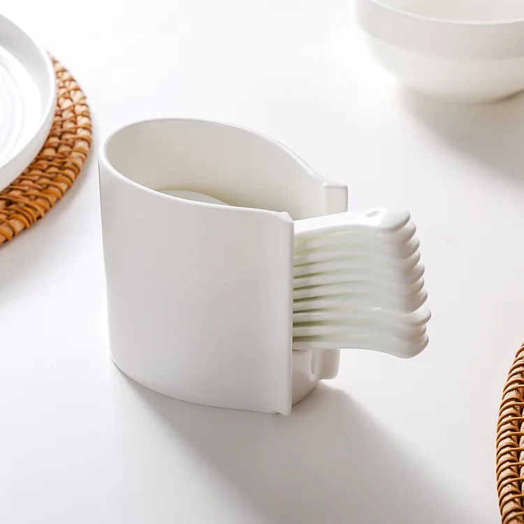 纯白骨瓷勺子收纳盒勺子筷子笼家用创意简约筷子筒防霉沥水勺笼