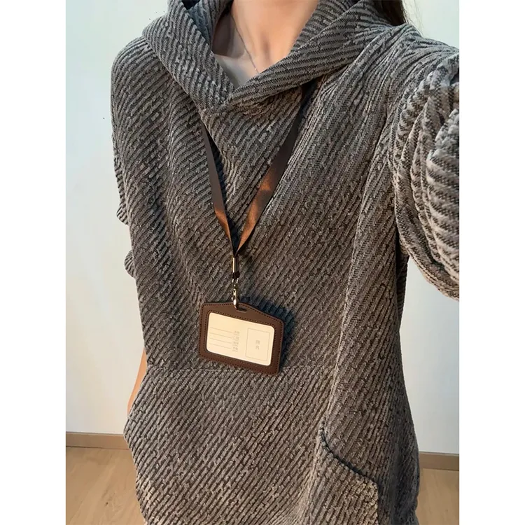 美式黑白小香风连帽卫衣男款秋冬季cleanfit外套宽松潮牌休闲上衣