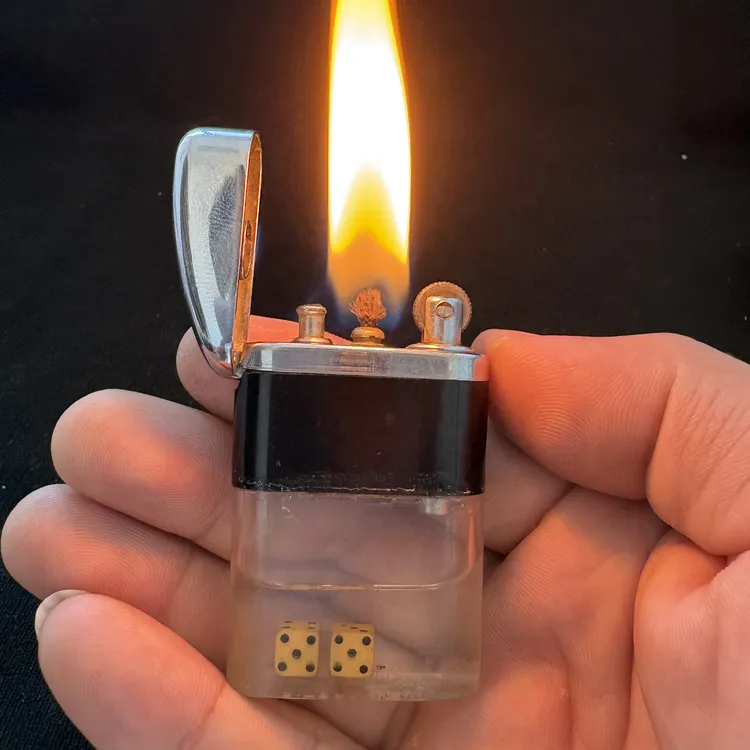 美国透明油壶古董煤油打火机