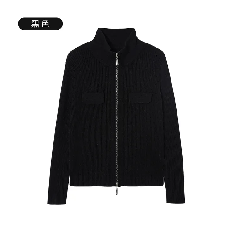 A 70013-1 秋季新款休闲小个子翻领时尚百搭针织开衫