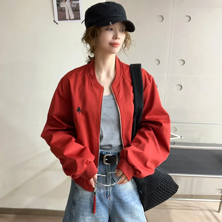胸前刺绣棒球服短外套女欧洲站2025早春新款欧货女装韩版冲锋衣潮