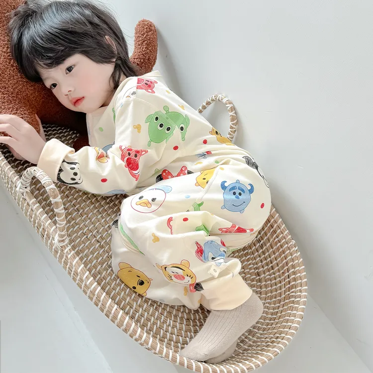 2025新款儿童睡袋纯棉100%全棉春秋分腿连体睡衣空调房宝宝防踢被
