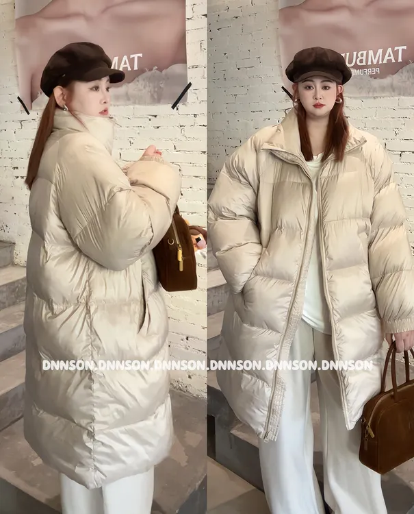 现货【大妮妮】大码温软时光中长款外套2025新款冬季宽松保暖上衣