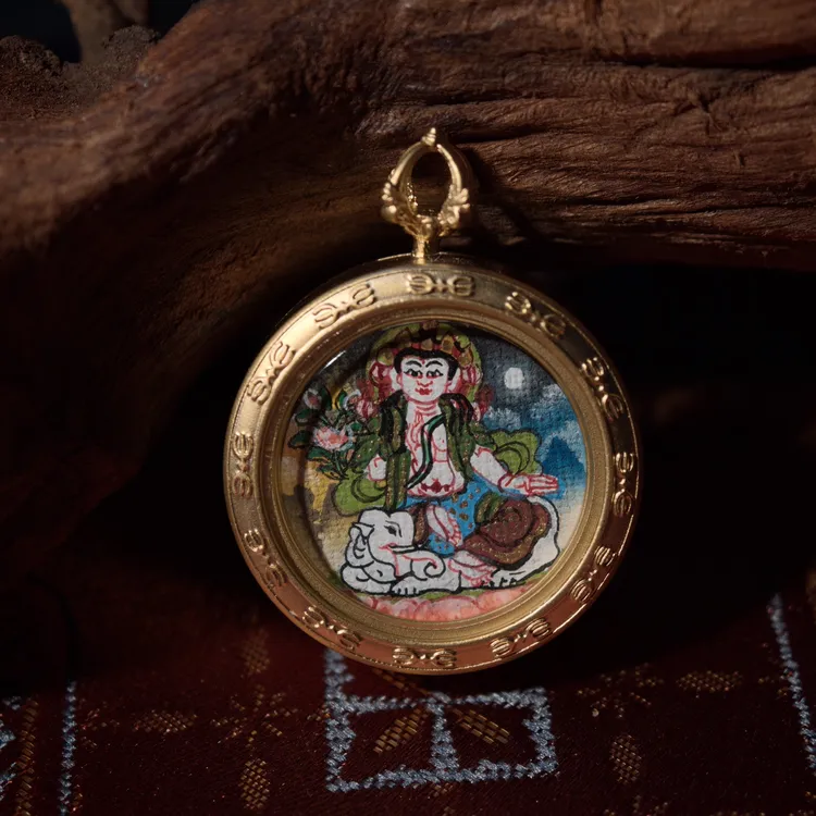 钛钢吊坠 纯手唐卡