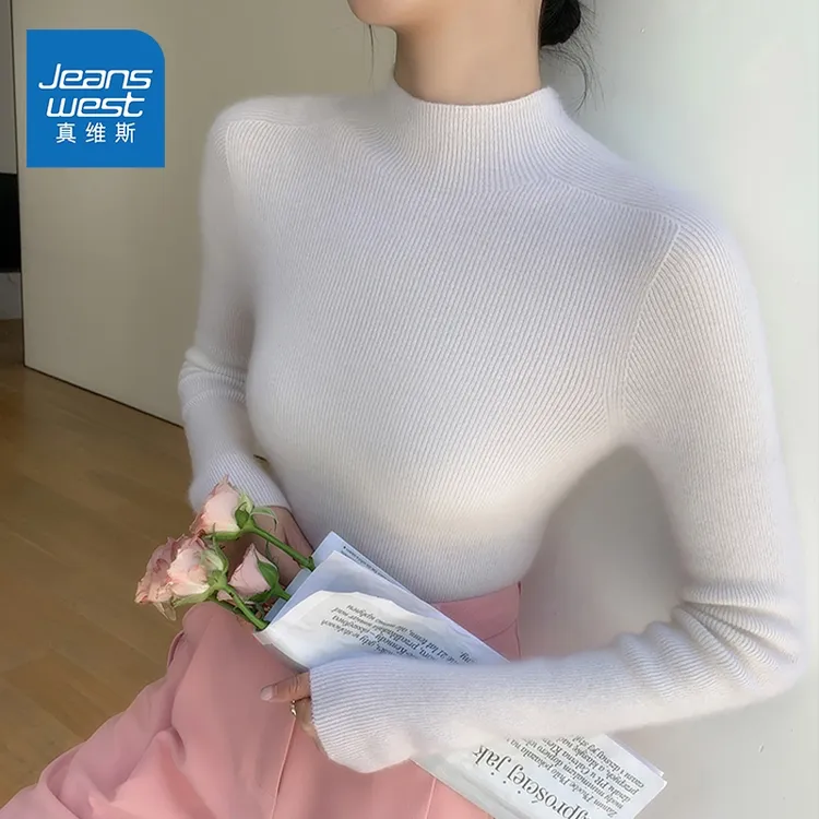 真维斯毛衣女秋冬季2025新款一体绒加厚半高领内搭打底衫针织上衣