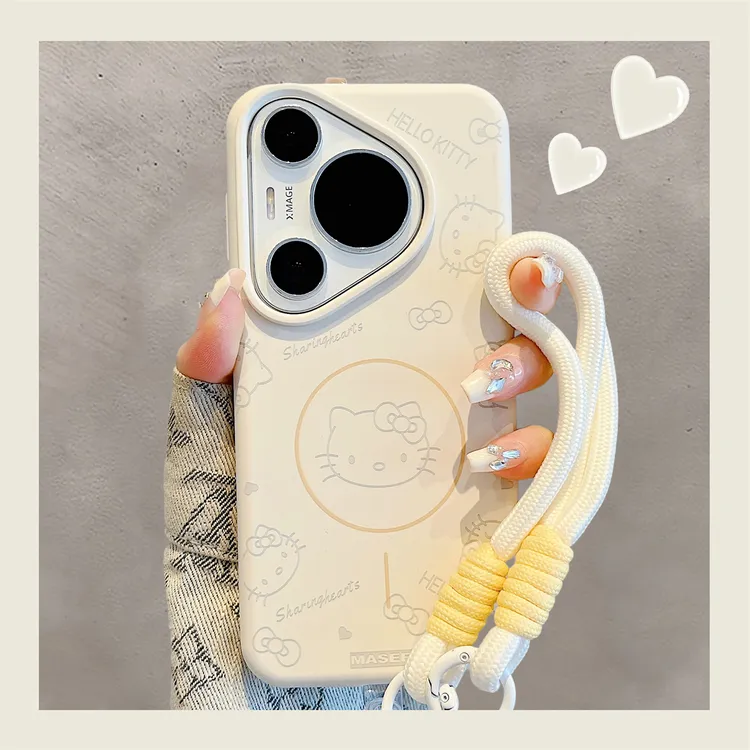 适用华为pura70pro+手机壳可爱卡通kitty猫磁吸pura80pro液态硅胶