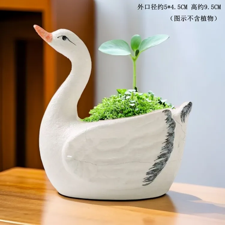 多肉花盆麦饭石小鸭白瓷老桩粗陶桌复古紫砂包邮陶吸水盆透气套餐