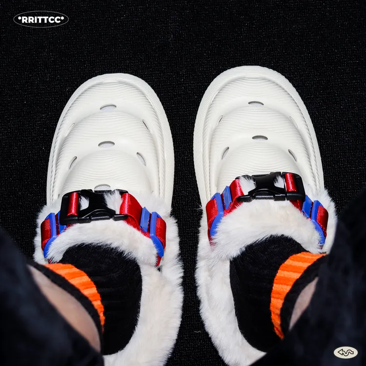 RRITTCC“基地探险家”冬季防滑棉拖鞋男女外穿厚底防水加绒半拖鞋