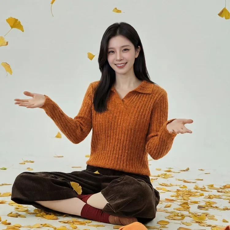 CocoHerben长袖简约通勤套头款翻领毛针织衫网红衫时尚HBA225