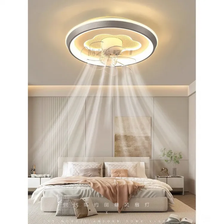 2025新款高端360摇头环绕式卧室风扇灯简约儿童房间带风扇