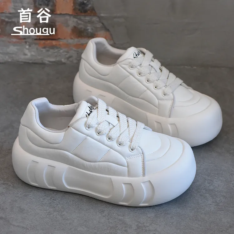 shougu/首谷2026春季新款丑萌松糕百搭小白鞋女厚底休闲运动鞋子