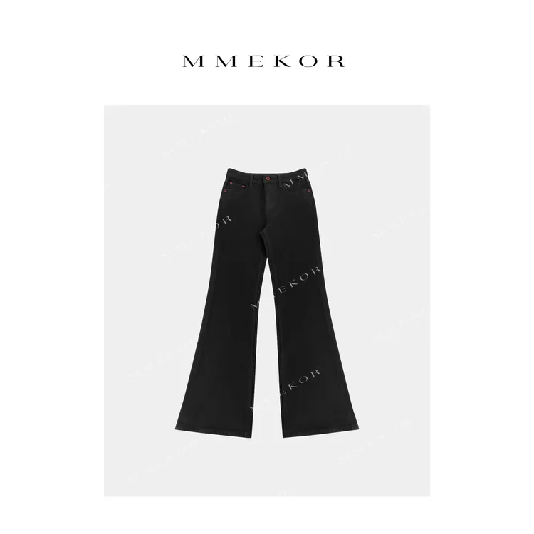 MMEKOR“红牌裤”2025新款秋款暗黑内啡肽时尚抓绒牛仔裤 50057