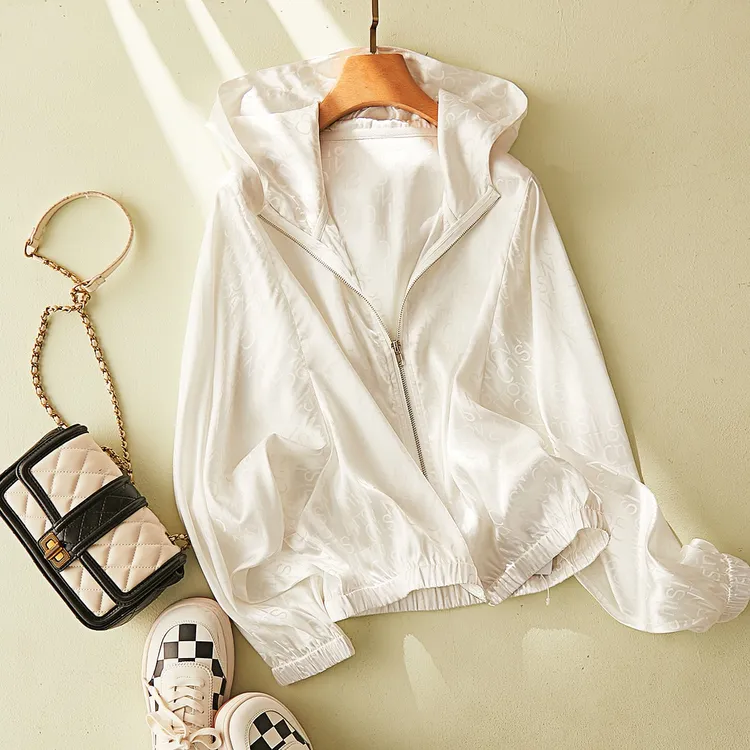 特！门店4&29！高级感 时尚百搭字母提花连帽休闲女式外套 L40369