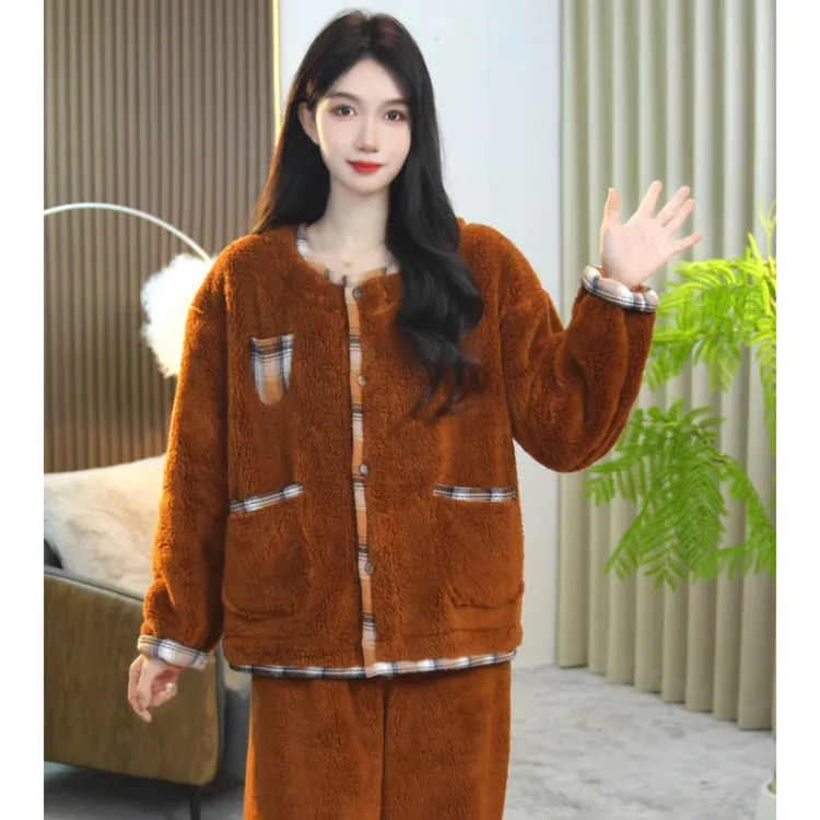 琪琪家【绒绒暖意】舒适睡衣女士套装可外穿睡衣家居服CQQ