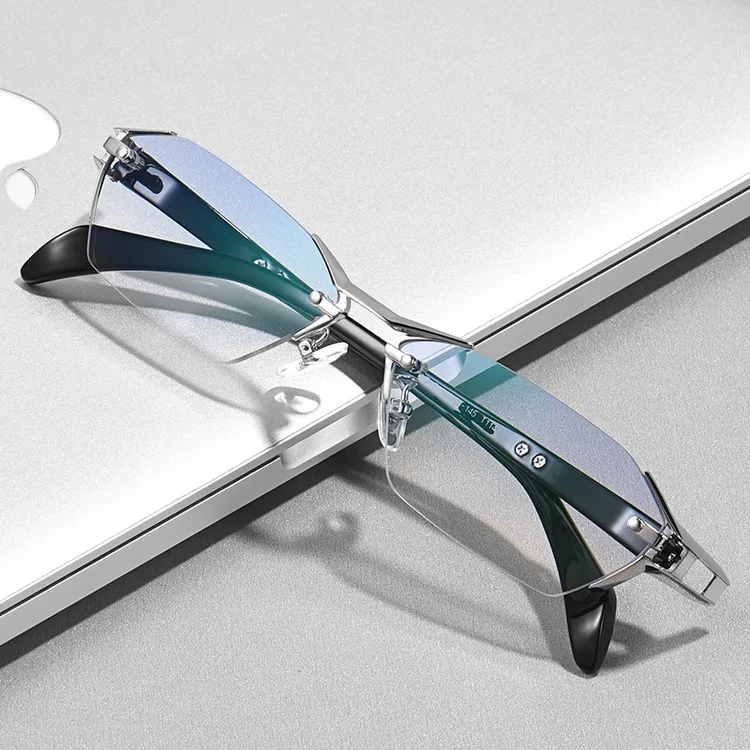 配纯钛无框近视眼镜男有度数近视可配度数成品 100 150 200 300