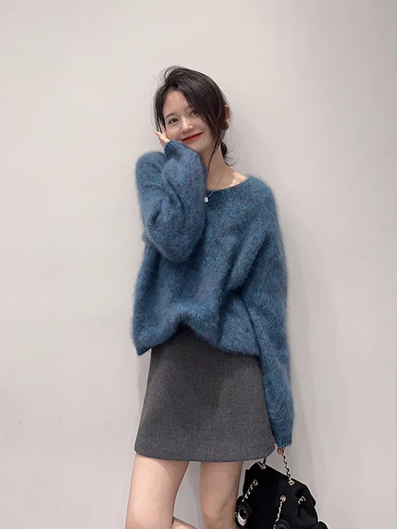 秋冬复古法式小香风毛呢半身裙大码高腰显瘦灰色短裙A字裙网红款