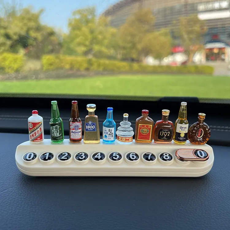 可爱治愈系小酒瓶临时停车号码牌创意挪车电话牌香薰车内饰品摆件