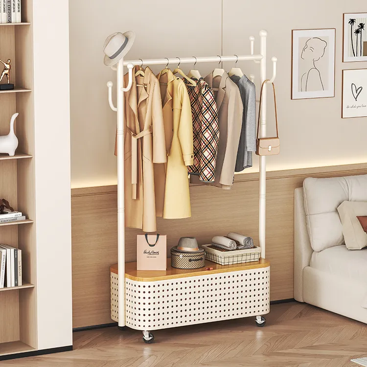 晾衣架落地家用可移动室内简易衣帽架卧室凉晒衣架阳台挂衣服架子