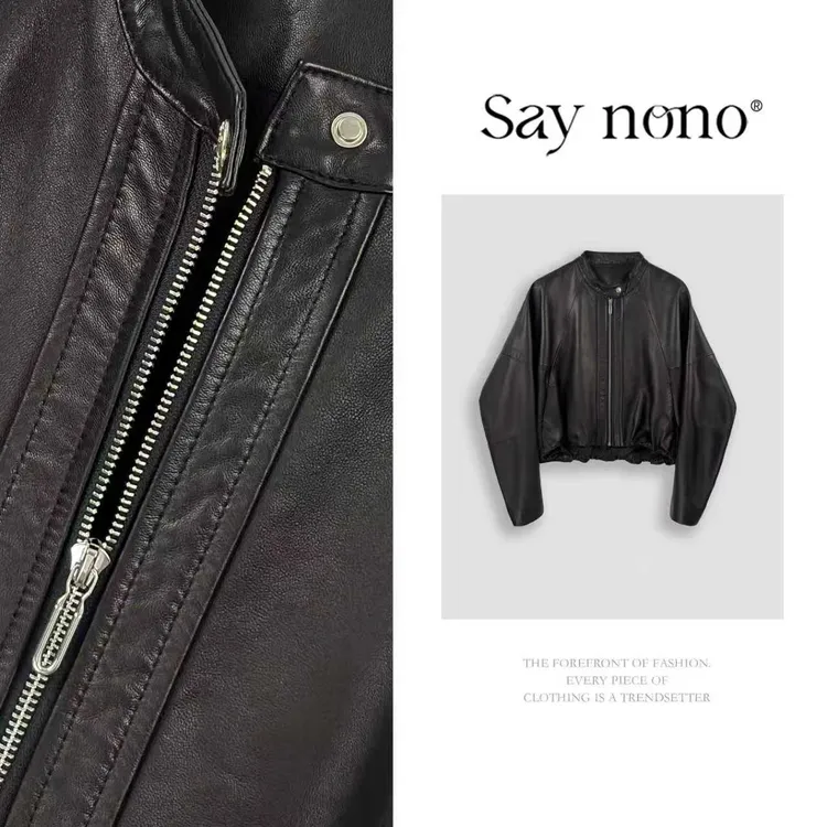 懒猫nono│Saynono 时尚轻奢复古立领短款绵羊皮外套 YA08231