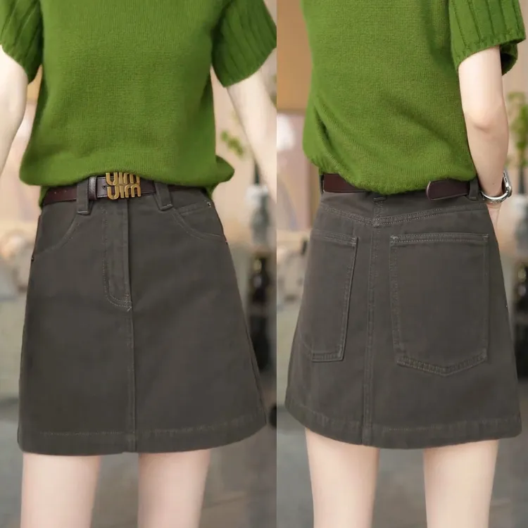 KK欧版 · 焦糖苔原·秋冬绒面牛仔美拉德咖色不褪色裤子裙子两版本