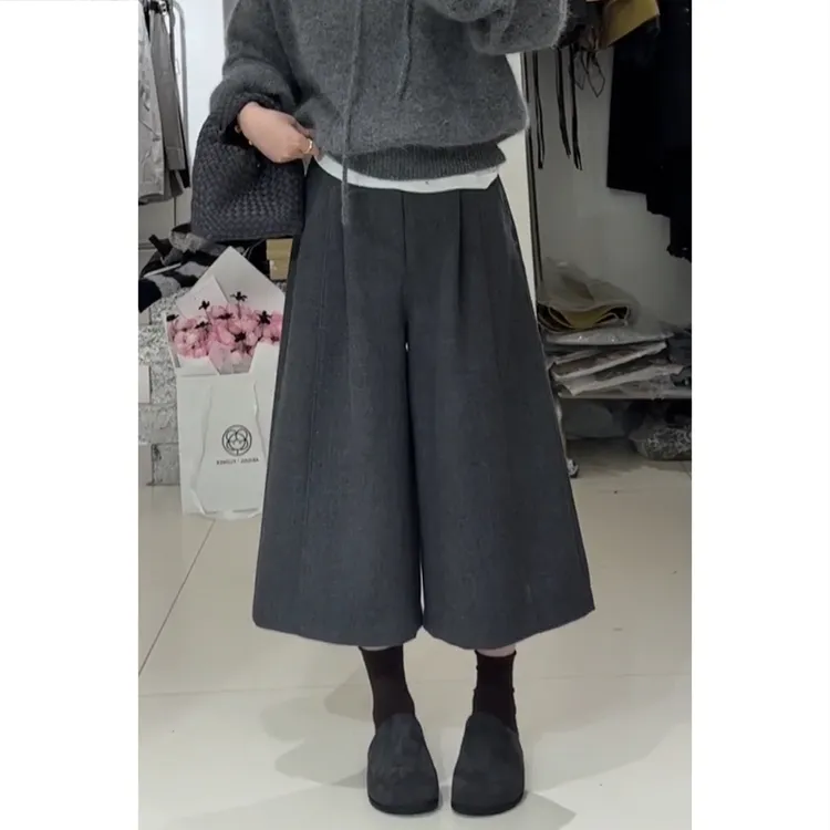 艾塔莉加厚直筒裤显瘦阔腿休闲裤女秋冬季新款胖mm梨形大码八分裤