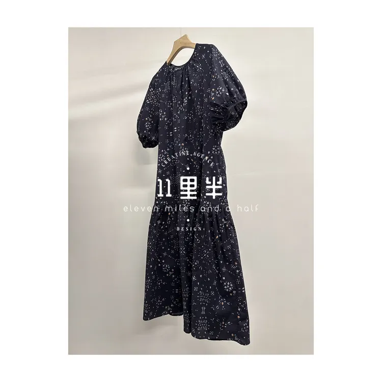 11里半&如懿优品【夜空星落】夏季时尚设计感显瘦100棉印花连衣裙
