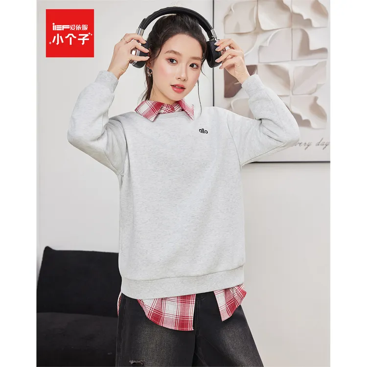 IEF/爱依服2025秋季新款韩系简约休闲通勤气质圆领卫衣上衣流光风