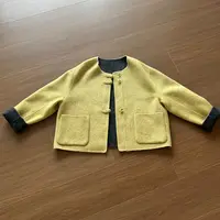 JIUJIU【香草奶昔】时尚气质小香风法式短款盘扣设计感毛呢外套女