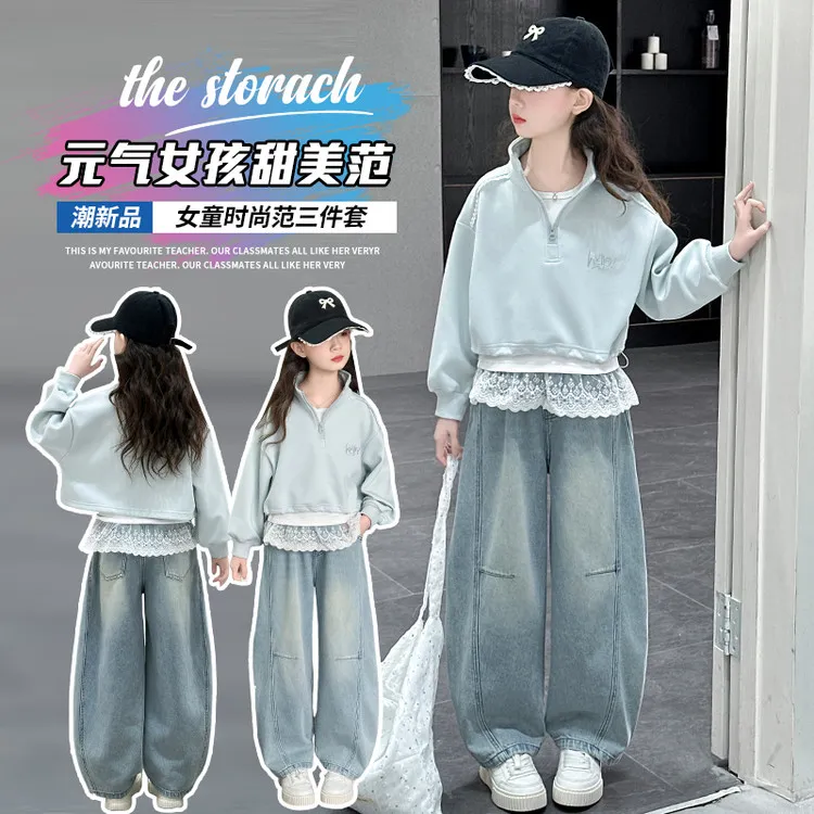 女大童运动套装春秋季2025新款韩版洋气女孩春装休闲卫衣两件套潮