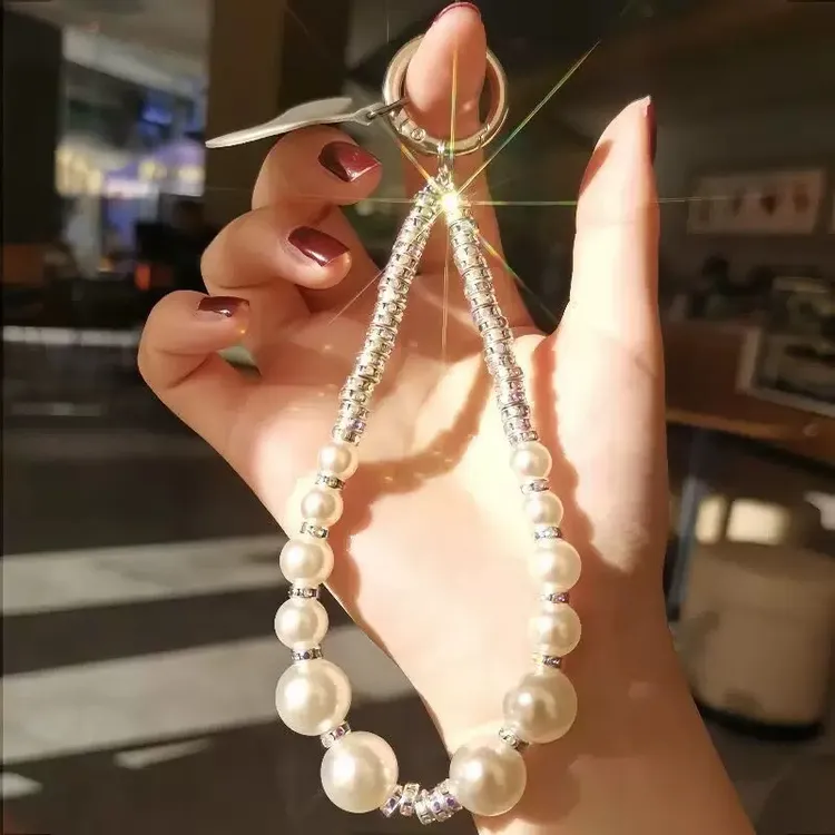 珍珠手机链女精致高级感手工串珠ins挂绳短款手提挂饰防丢