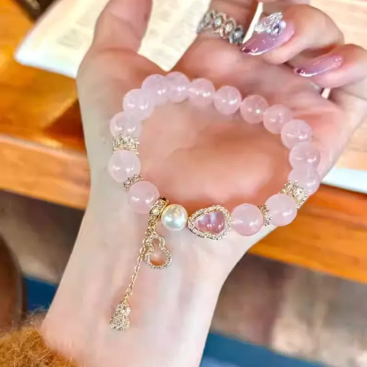 鎏光粉彩天然手串紫水晶手链女轻奢转运小葫芦高级感手饰礼