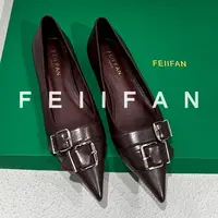 【现货】平底单鞋女2025秋冬新款气质高级法式绝美尖头红色鞋子6624