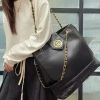 95新 Chanel/香奈儿 【蕾】7XE802 黑金单肩托特包