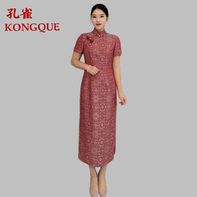 高端高贵新中式喜妈妈显瘦红旗袍中国风婚礼妈妈礼服