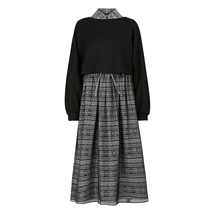 S·DEER圣迪奥女装秋季复古慵懒文艺风针织衫连衣裙套装S244Z1417