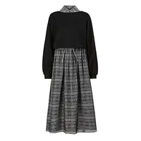 S·DEER圣迪奥女装秋季复古慵懒文艺风针织衫连衣裙套装S244Z1417