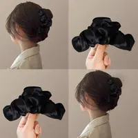 【新疆包邮】高级感缎面大号抓夹气质褶皱后脑勺盘发鲨鱼夹发夹头饰