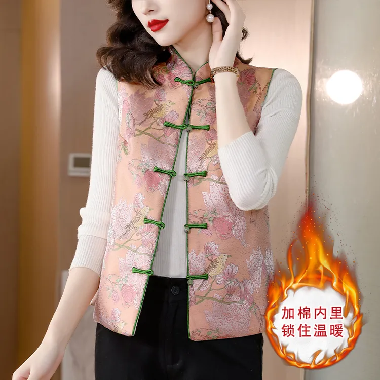 88唐装女中国风中式马甲复古夹棉加厚马甲背心马夹秋冬