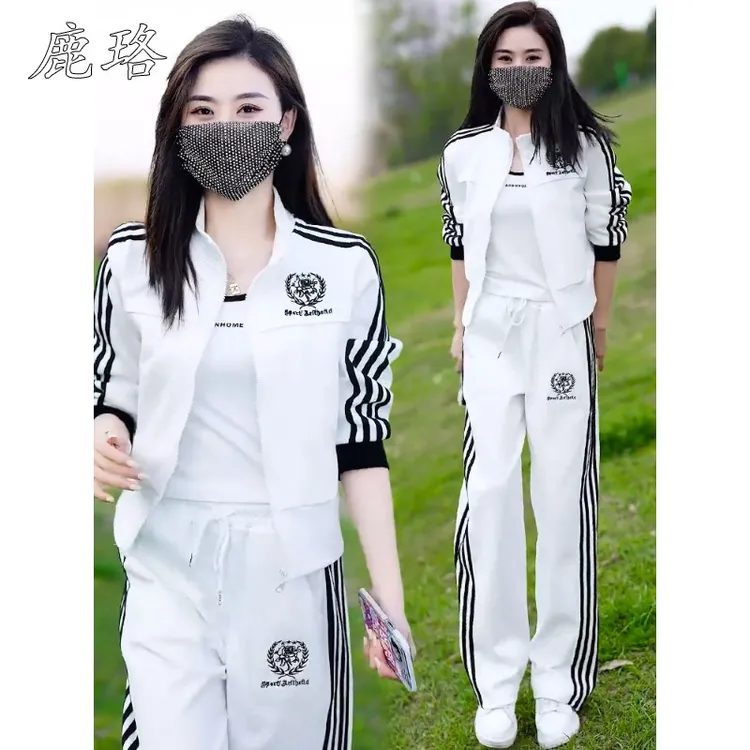 休闲运动服套装女士2025秋季新款时尚减龄设计感外套阔腿裤两件套