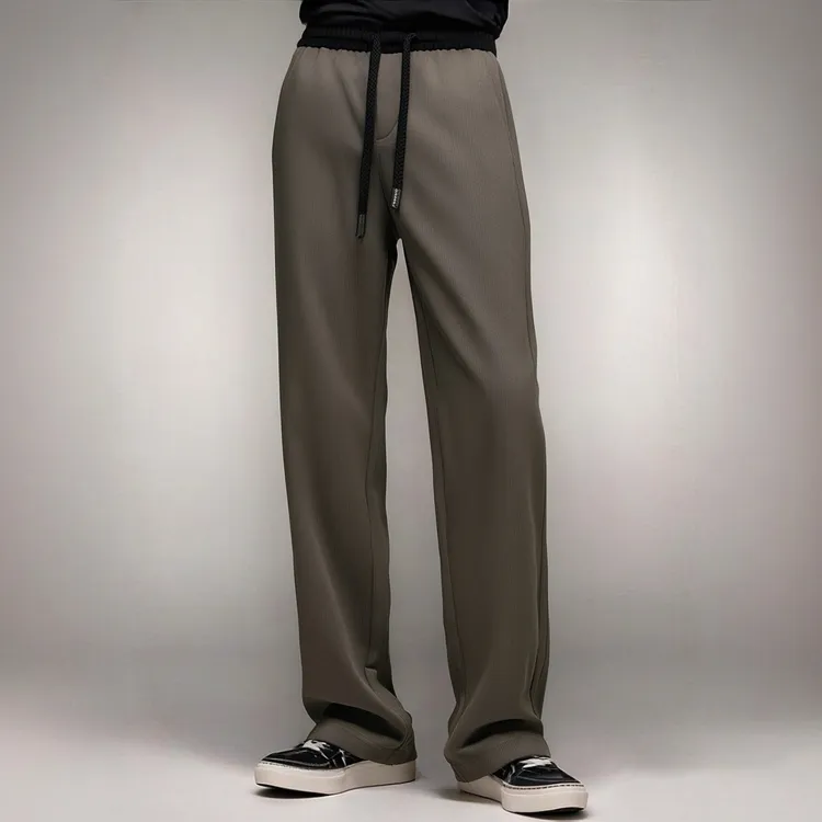 秋季新款老钱风高端轻奢百搭男裤垂感宽松舒适直筒裤男士休闲裤
