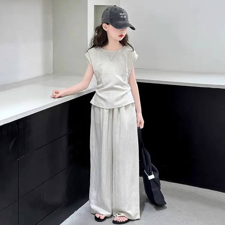 女童夏季套装2025新款休闲儿童洋气时髦甜美上衣大童女孩夏装衣服