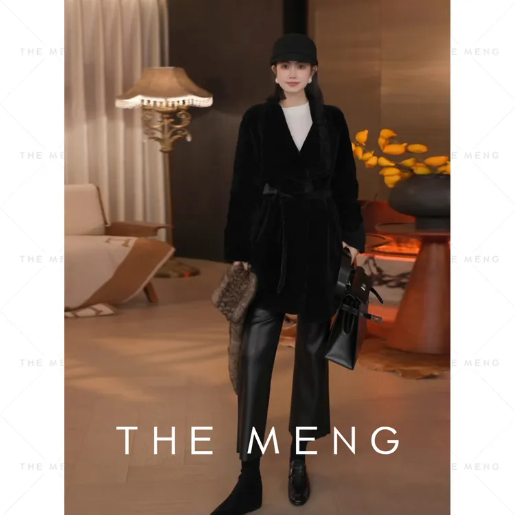 THE MENG【天鹅堡】南非水波纹羊皮毛一体皮草#M254A1613