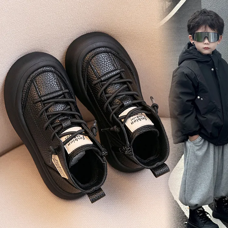 阿童木男童鞋软底短靴2025秋冬新款儿童马丁靴加绒棉鞋宝宝大棉靴