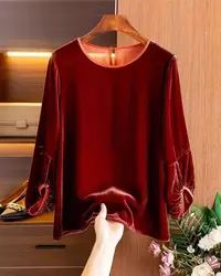 【千翠】新中式洋气小衫圆领薄款七分袖上衣时尚百搭显瘦