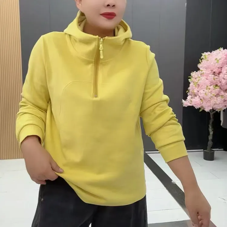 梦梦家24921款时尚显瘦半拉链纯色静版长袖衫