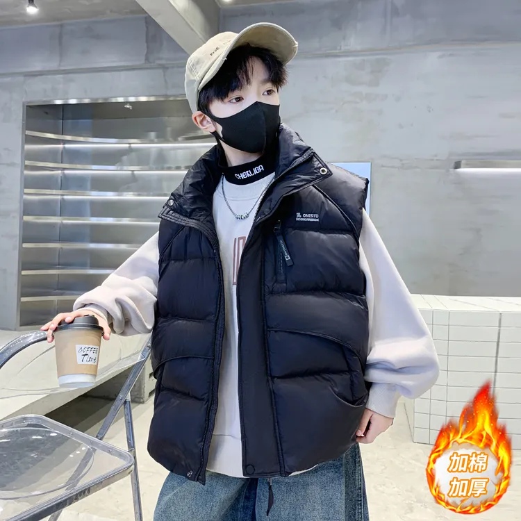 儿童装男童冬装夹棉马甲2025新款中大童秋冬季男孩加厚外穿背心潮