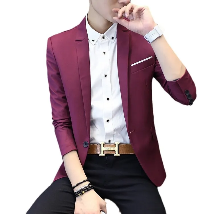 休闲青年西服修身外贸新款职业装西装西装男男式纯色外套韩版
