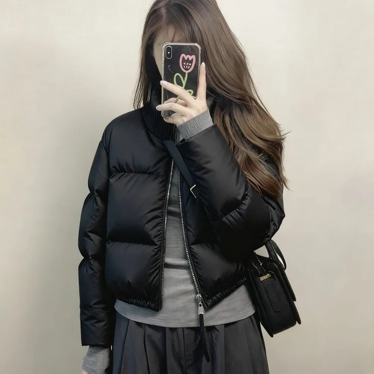 短款羽绒服女5025冬季新款时尚保暖高级感小个子立领白鸭绒面包服